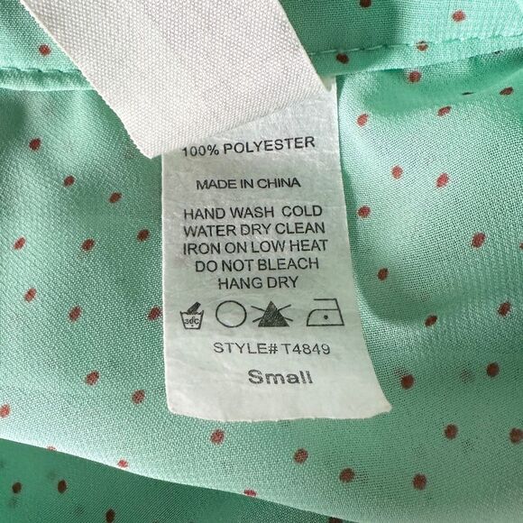 Francesca’s Collection Mint Green Polka Dot Sheer Top, Long Sleeves, Size Small - Picture 6 of 8